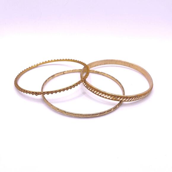 Vintage Trio Gold Tone Bracelets 7” - Picture 2 of 9